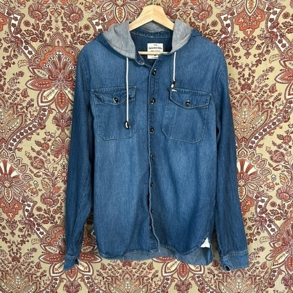 SPLENDID L men’s Splendid Mills soft washed faded look denim hoodie